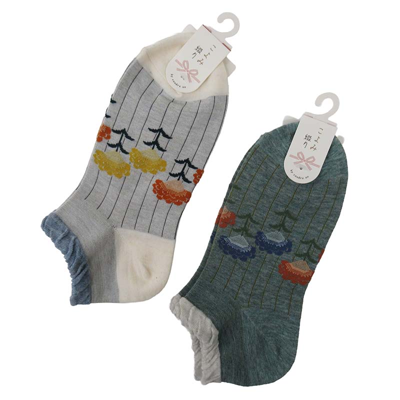 coudre un こよみ撚り 縞にケイトウスニーカーソックス